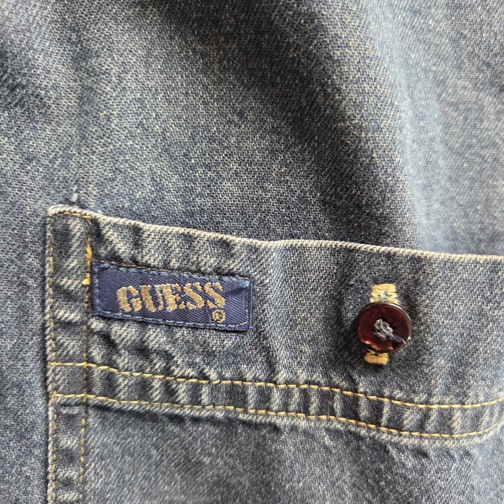 Vintage Guess Shirt Mens XL Blue Button Down Long Sleeve Relaxed Fit Denim - Picture 5 of 14